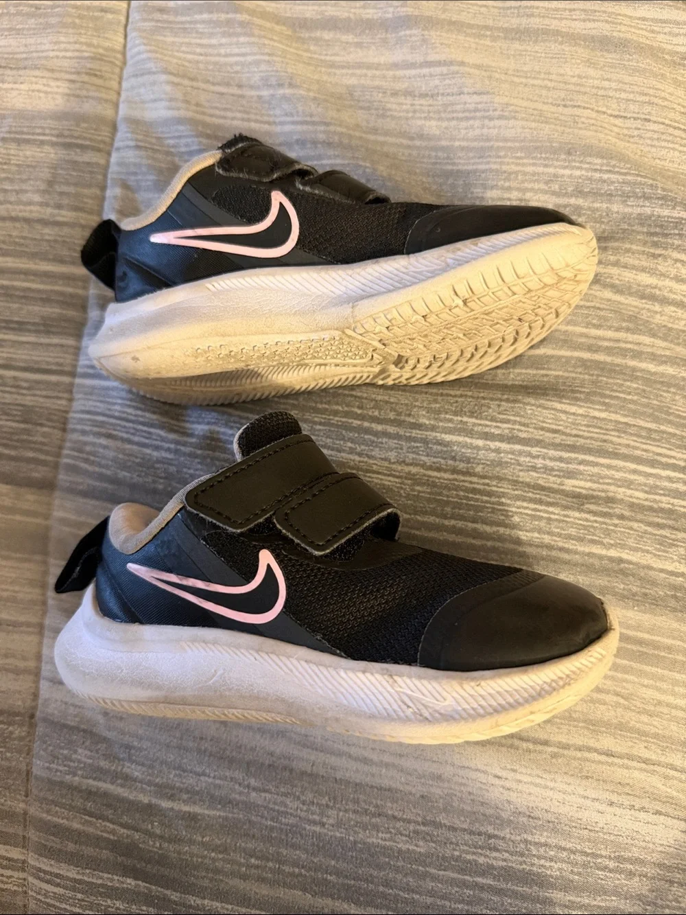 Nike Kids Black and Pink Velcro Sneakers